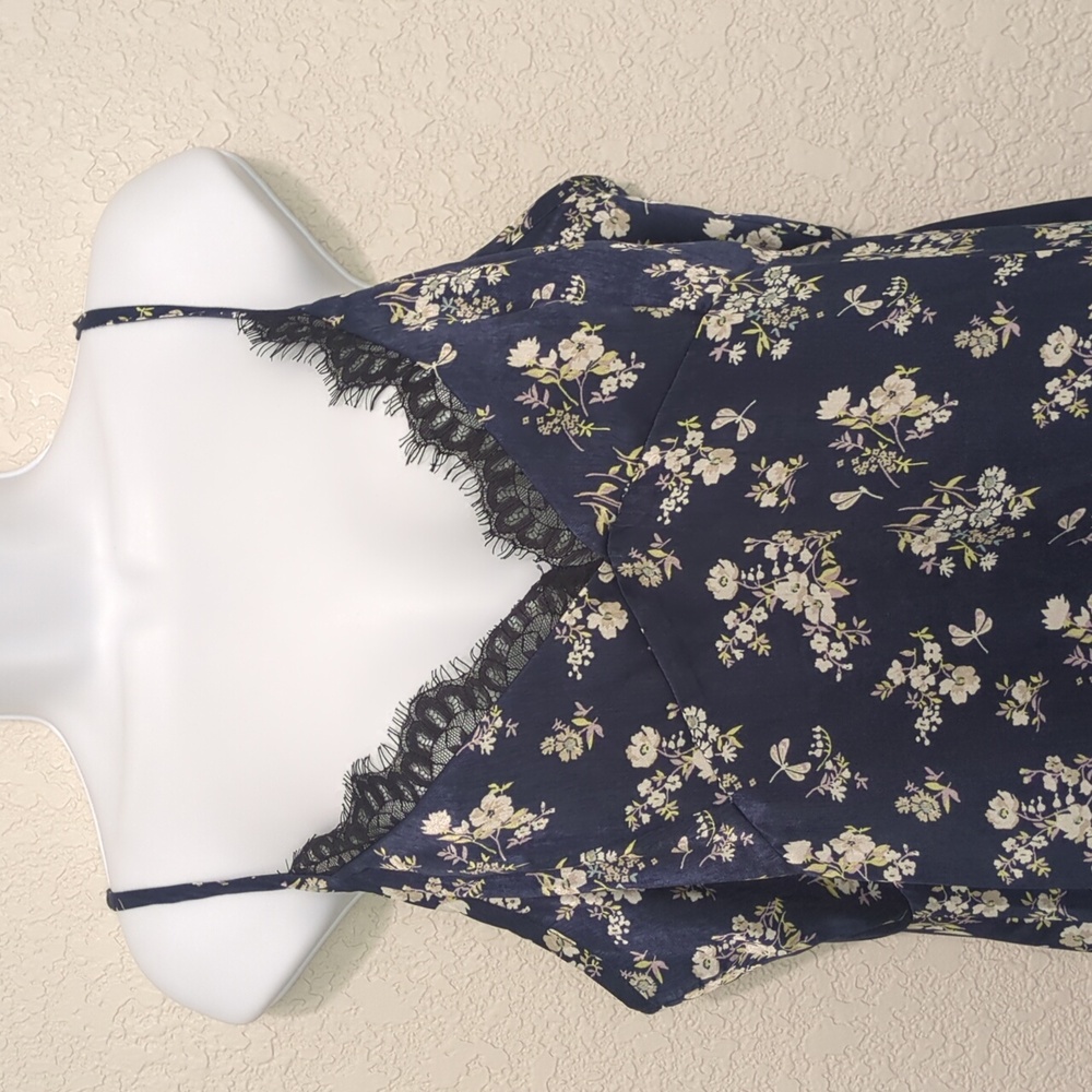 Kenzie x Francesca's Collections navy satin floral lace slip midi dress - Picture 12 of 13